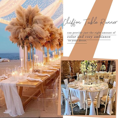Ivory Chiffon Table Runners 10 FT Chiffon Cloth Runner - Image 5