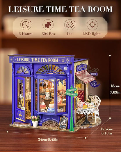 Rolife DIY Miniature House Kit Leisure Tea Time, 3D Book Nook Openable - Image 2