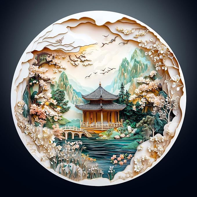 KAAYEE Wooden Puzzles for Adults, 3D Visual Effect Chinese Landscape Painting by KAAYEEDirect