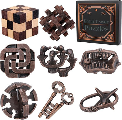 8 Pcs Brain Teaser Puzzles for Adults Teens by Unknown