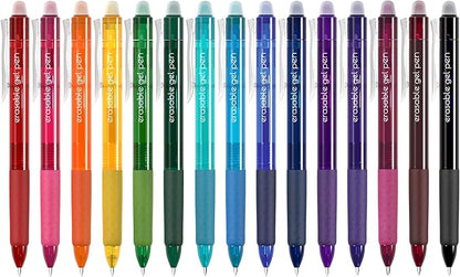 Vanstek 15 Colors Retractable Erasable Gel Pens Clicker, Fine Point, Make by Vanstek