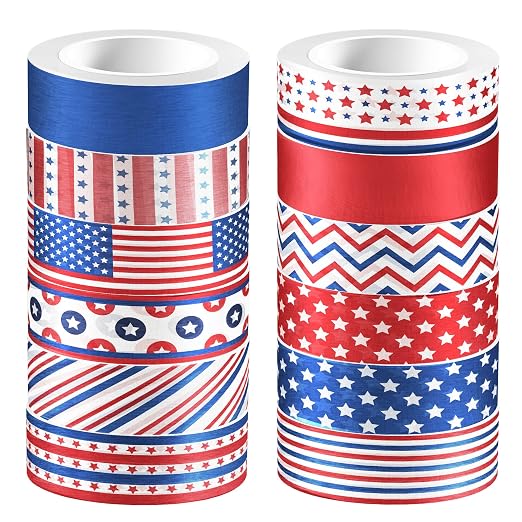 Adirasenotek Washi Tape 12 Rolls Patriotic Packing Tape American Flag - Image 8