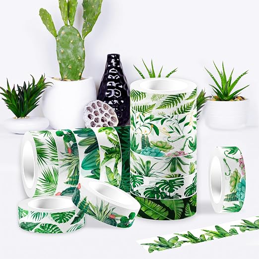 12 Rolls Greenery Washi Tape Set, Summer Tropical Leaves Masking Tape - Image 5