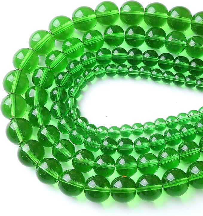 46pcs 8mm Smooth Green Crystal Glass Quartz Beads Round Loose Beads - Image 2