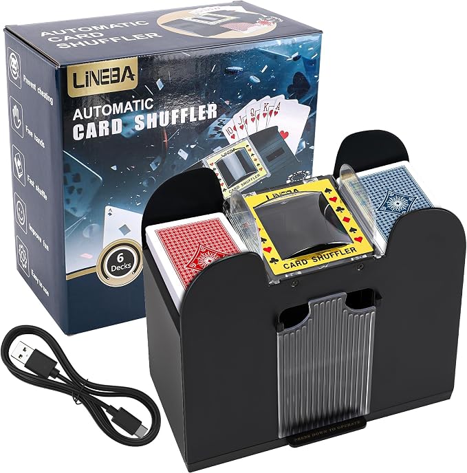 Automatic Card Shuffler 6 Deck Heavy Duty Electric Card Shuffler, by Lineba