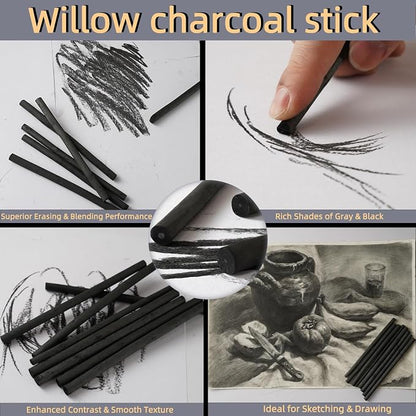 25 PCS Willow Charcoal Sticks, and Fine Art, 5.7 Inches Long - Image 3