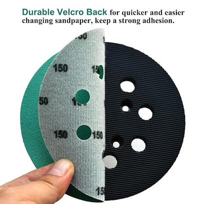 5-Inch 8-Hole Wet Dry Sanding Discs 150 Grit, Polyester Film Backed Heavy-Duty - Image 5