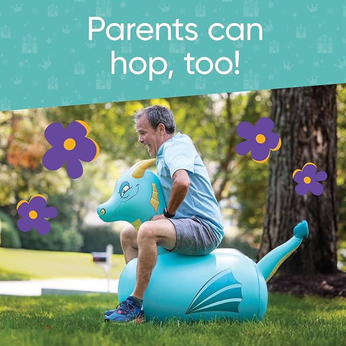 Hearthsong Hop N Go Inflatable Blue Dragon Bouncy Riding, Hopping Toys - Image 8