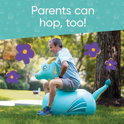 Hearthsong Hop N Go Inflatable Blue Dragon Bouncy Riding, Hopping Toys - Image 8