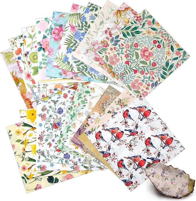 Crtiin 20 Pack Assorted Floral Napkins - Image 2