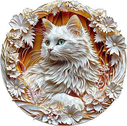 Wooden Puzzles Adults, 3D Cute Cat Wooden Puzzles 300 Pieces, Unique Animal by Jollitot