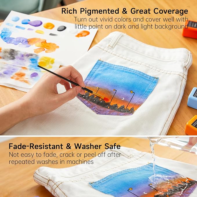 Fabric Paint, Shuttle Art 30 Colors Permanent Soft Fabric Paint in Bottles - Image 3