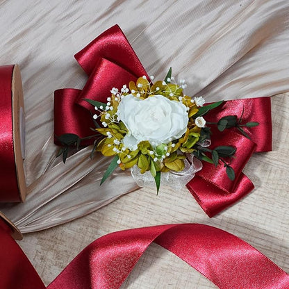 LaRibbons Burgundy Satin Ribbon 1 Inch 50 Yards Luxury Double Faced Red Silk - Image 4
