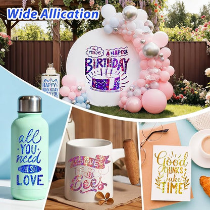 GIRAFVINYL Holographic Glitter Permanent Vinyl Bundle, 9 Assorted Colors - Image 7