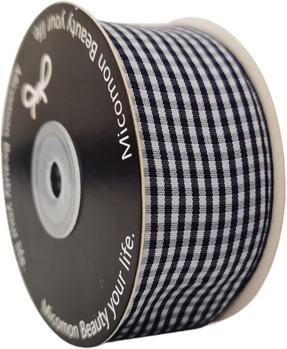 1.5 Inch Blue and White Woven Edge 100% Polyester Gingham Ribbon 25 Yards Each - Image 4