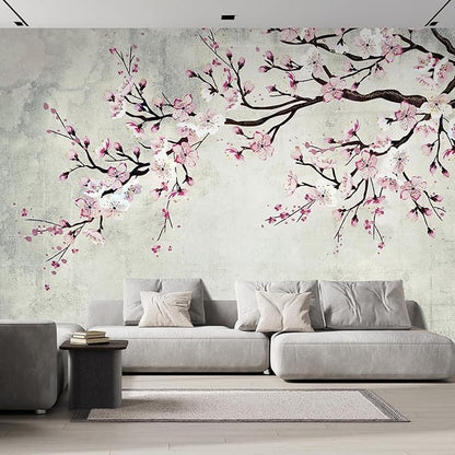 wall26 Large Wall Mural Watercolor Style Ink Painting Pink Cherry Blossom on by wall26