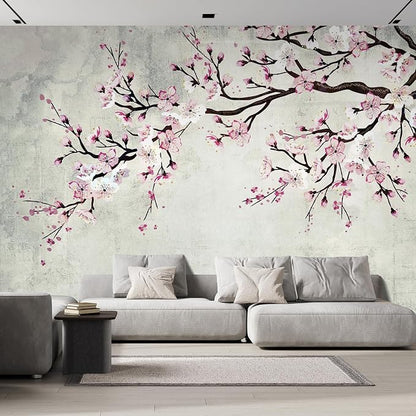 wall26 Large Wall Mural Watercolor Style Ink Painting Pink Cherry Blossom on by wall26
