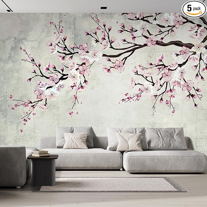 wall26 Wall Sticker/Wall Mural Watercolor Style Ink Painting Pink Cherry by wall26