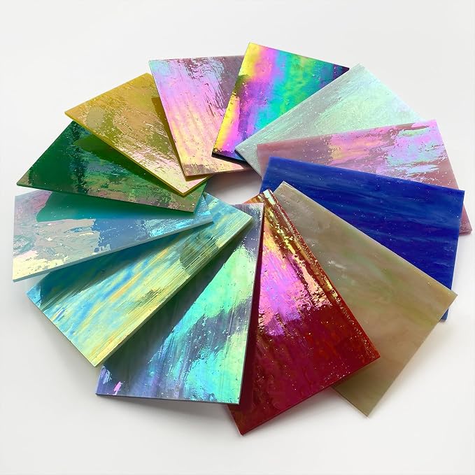 ILLUCKAI12 Sheets Iridescent Stained Glass Sheet, 4 x 6 inch Rainbow Iridized - Image 2