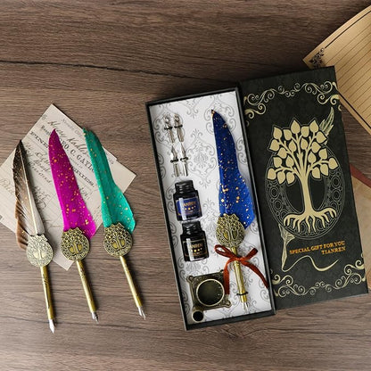 Feather Pen and Ink Set, quill pen ink set, Antique Calligraphy Pen - Image 3