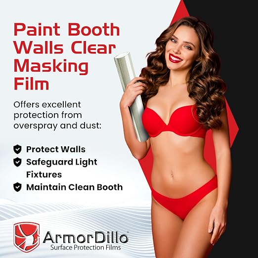 ArmorDillo Clear Full 3mil Self- Adhesive Paint Booth Protective Film Wall - Image 2