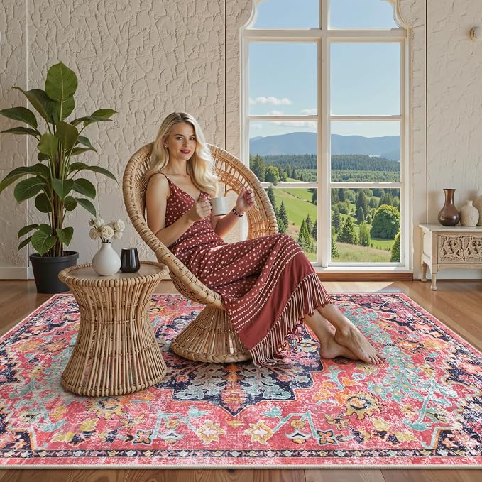 Lahome Bohemian Floral Medallion Area Rug - Image 3