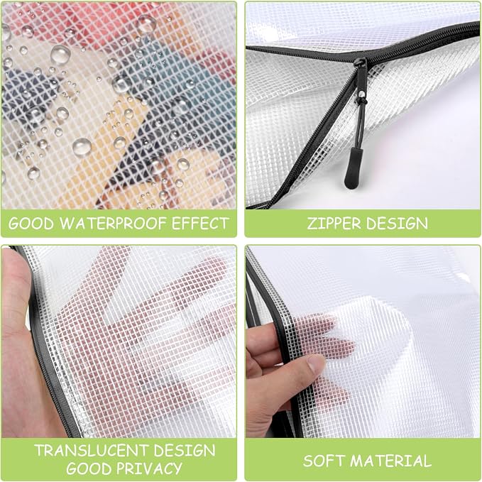 24pcs Mesh Zipper Pouches, A3 Size 17 x 12 inches Waterproof Black Zipper Bags - Image 3