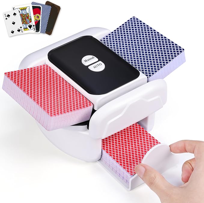 Automatic Card Shuffler 2 Deck, Rechargeable Playing Cards Shuffling Machine by Holiky
