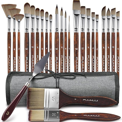 25pcs Paint Brush Set, Fuumuui Acrylic Paint Brushes, Professional Artist Series by FUUMUUI
