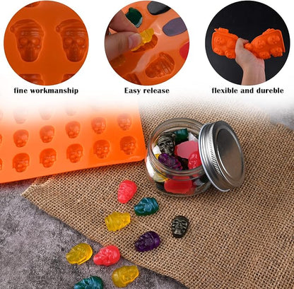 Sakolla Skull Candy Molds Silicone, 2 Pack 36 Cavity Non-Stick Halloween Gummy - Image 4