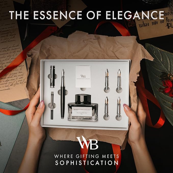 Wordsworth & Black Fountain Pen Gift Set, Includes Ink Bottle, 6 Ink Cartridges - Image 2