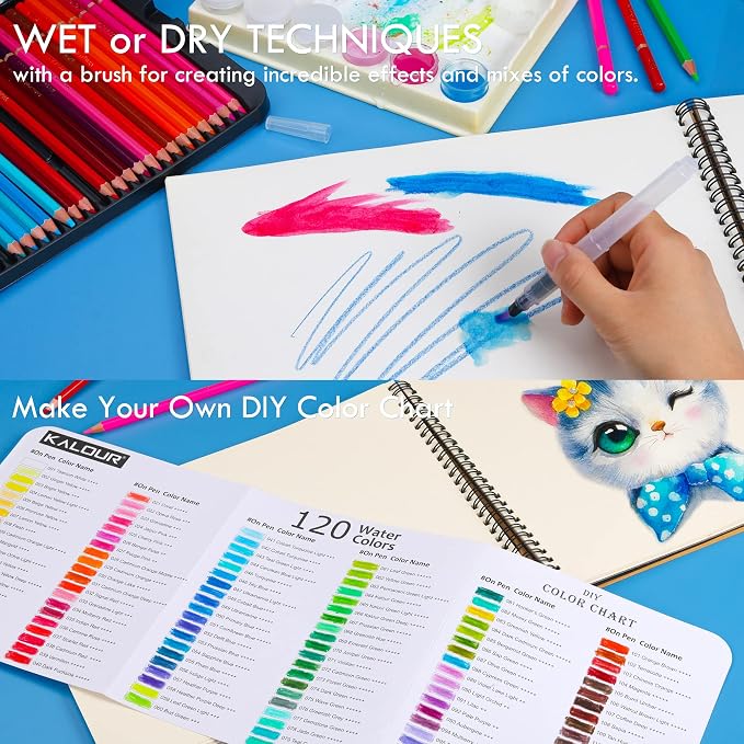 KALOUR Watercolor Pencils, 120 Colors, Blendable Wet or Dry, Water-Soluble - Image 5
