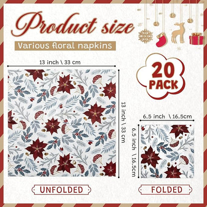 Crtiin 20 Pack Assorted Christmas decoupage napkins Santa Snowman Tree Napkins - Image 2