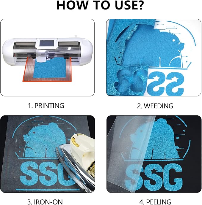 guangyintong Glitter Sky Blue Heat Transfer Vinyl HTV Rolls - Image 6