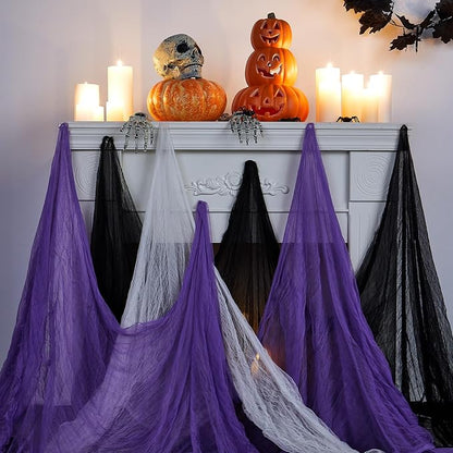 Boao Halloween Cheese cloth 84.65 x 590.55 Inch White Black and Purple - Image 4