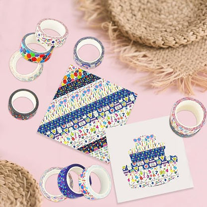 12 Rolls Happy Birthday Washi Tape, Colorful Cake Candles Masking Tapes - Image 6