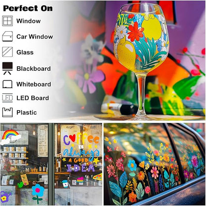 FansArriche Jumbo Window Markers, 3 Pack 15mm Neon Chalk Pens, Liquid Chalk - Image 6