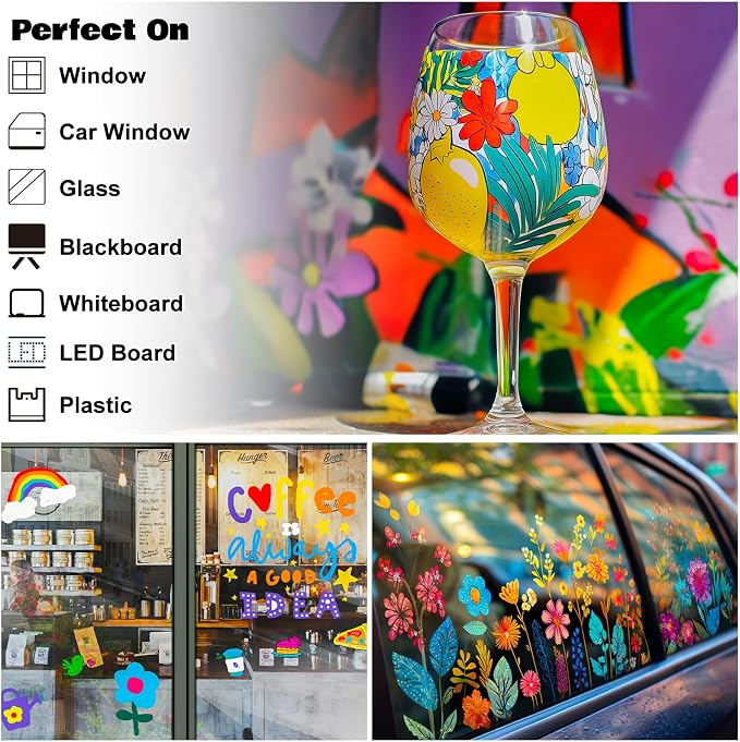 FansArriche Liquid Chalk Markers, 15mm Jumbo Car Window Markers, 8 Pack - Image 6