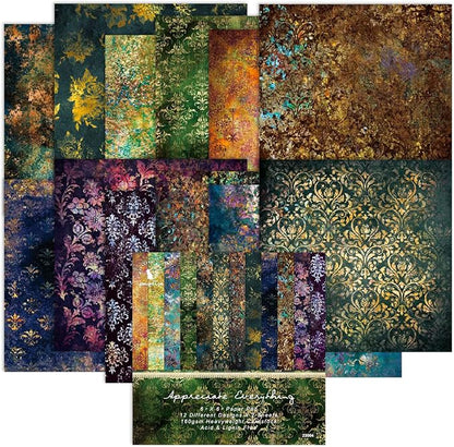Aesthetic Scrapbook Paper Pad Vintage Patterned Paper 6×6, 24 Sheets by iKammo