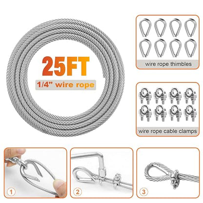 Stainless Steel Cable for Railing - 25FT 1/4" T316 Wire Rope - 7 x 19 Strands - Image 6