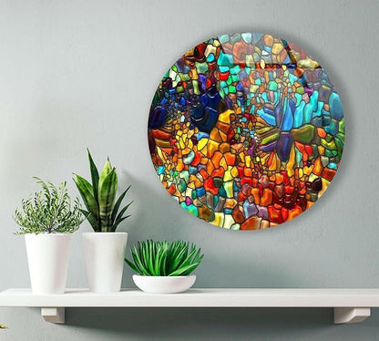 My Photostation.com 15.8'' Diameter Red Mosaic Round Glass Wall Art Tempered - Image 5