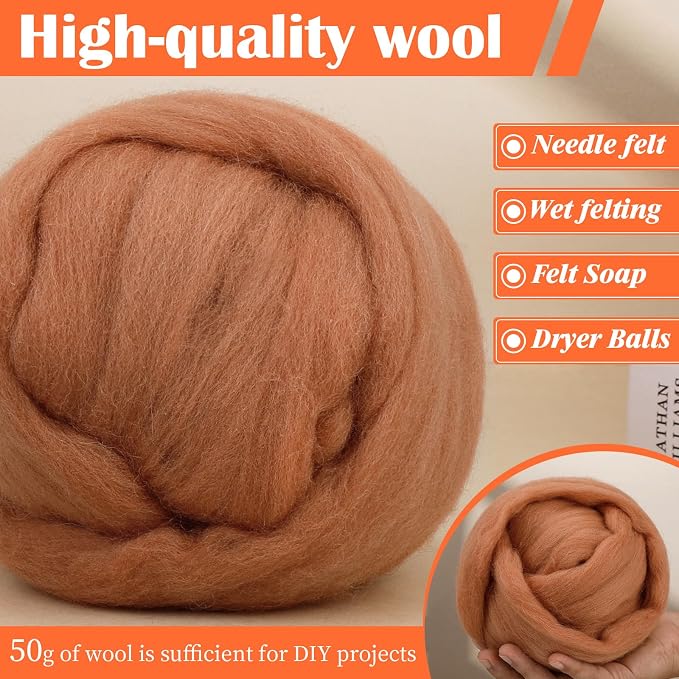 Mayboos Wool Roving Yarn, 1.76oz Colored Natural Wool Roving, Wool Felting - Image 5