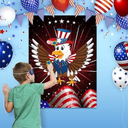 ASTARON Pin The Tail Game Pin The Star on The Eagle Party Game - Image 5