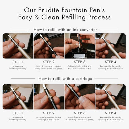 Wordsworth & Black Fountain Pen Set, Fine Nib, Includes 24 Pack Ink Cartridges - Image 9
