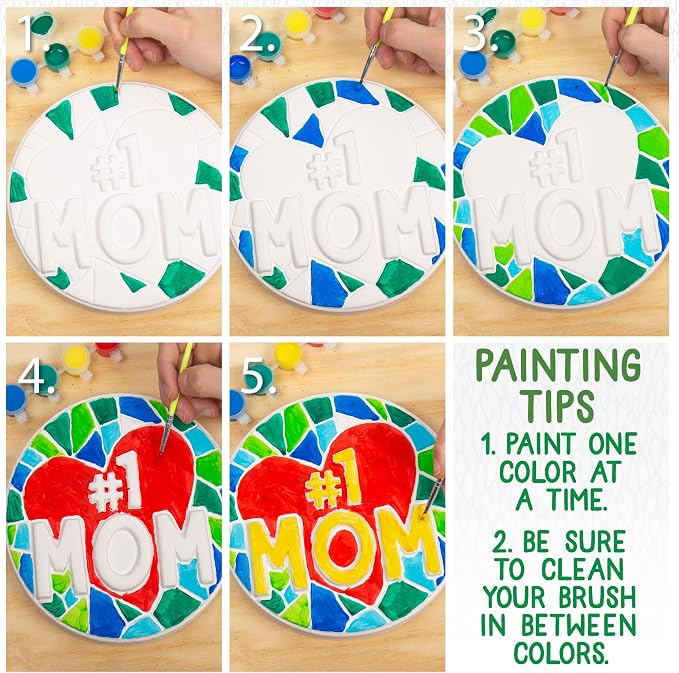 Creative Roots Paint Your Own #1 MOM Stepping Stone, Craft Kits - Image 7