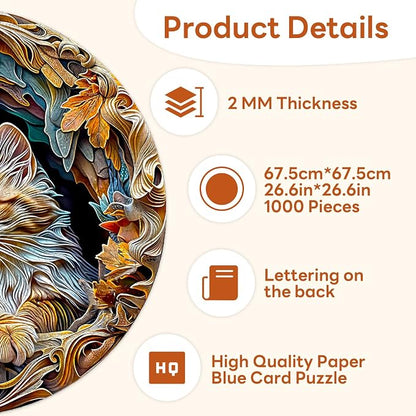 masseruon Puzzles for Adults 1000 Pieces-Cat Puzzle-26.6 * 26.6in Round Jigsaw - Image 3
