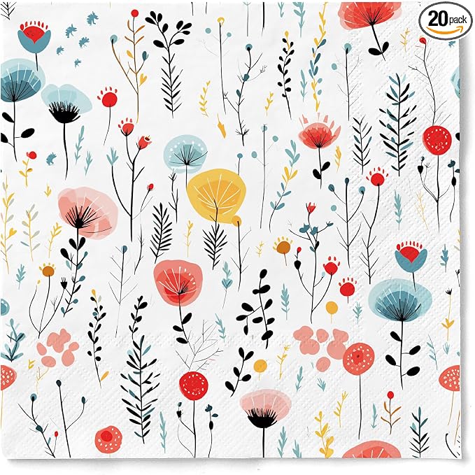 20 pcs Premium Designer Paper Napkins, 3-Ply 6.5x6.5-inches Disposable by JoyfulArtink