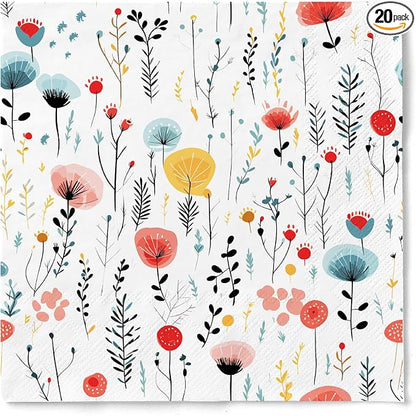 20 pcs Premium Designer Paper Napkins, 3-Ply 6.5x6.5-inches Disposable by JoyfulArtink