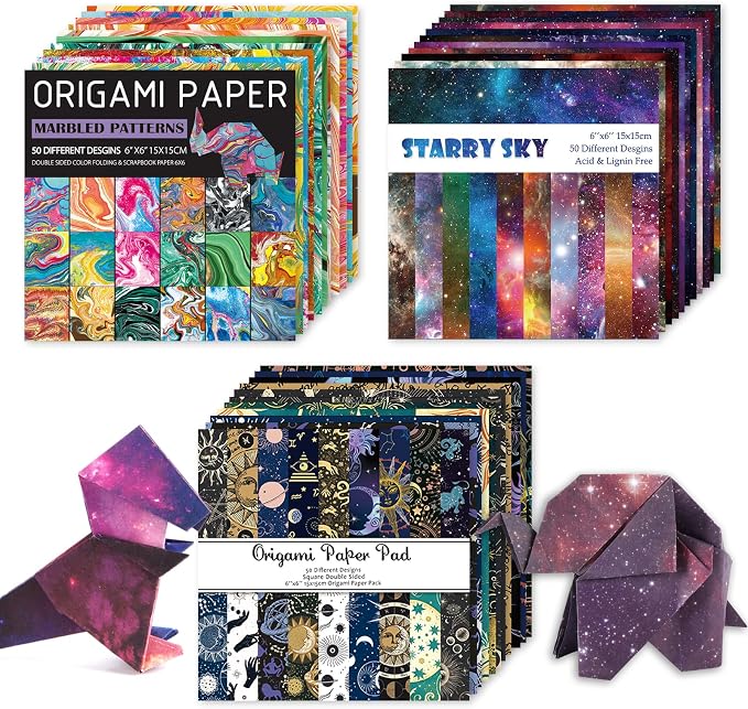 Origami 6x6 Paper Kit 150 Sheets 150 Vivid Colors Double Sided Same Printed by Wanshui