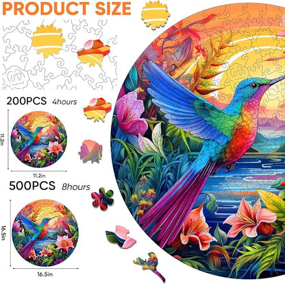 500 Pieces Puzzles for Adults, Hummingbird and Flower Wooden Puzzles, Unique - Image 2